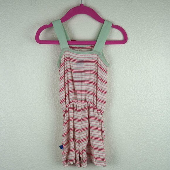 KicKee Pants Bamboo Flower Romper With Pockets 2T Girl Desert‎ Stripe - Picture 4 of 4